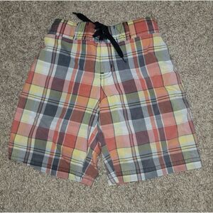 Janie & Jack Multi Color Summer Plaid Boys Mesh Lined Swim Trunks Shorts Size 5
